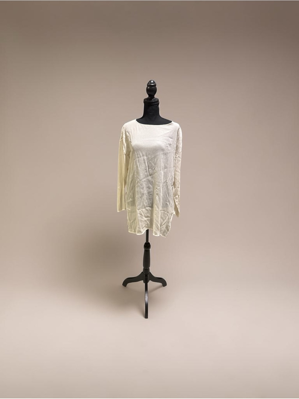 Eileen Fisher Cream Lightweight Boatneck Knit Top